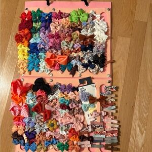 Vibrant Bow Hair Clips Collection for Kids with Holder